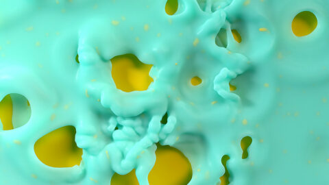 A vibrant blue and yellow background with perforations, creating a visually appealing pattern.